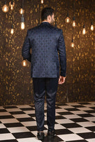 Blue Jacquard Designer Suit