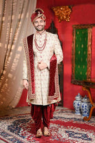 All Over Heavy Embroidered Sherwani With Velvet Duaptta