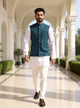 Captivating Rama Self Woven Jacquard Waist Coat for Men