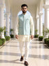 Pista Floral Patterned Cotton Silk Waist Coat with Thread Embroidery