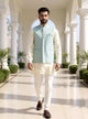 Pista Floral Patterned Cotton Silk Waist Coat with Thread Embroidery