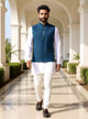 Thread with Embellished Rama Self Design Cotton Silk Waist Coat