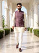 Dark Onion Self Brocade Design Jacquard Waist Coat