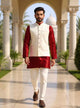 Royal Cream Self Weaving Jacquard Waist Coat