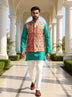 Gold Floral Paithani Design Brocade Waist Coat