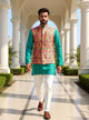 Gold Floral Paithani Design Brocade Waist Coat