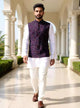 Bel Buti Patterned Purple Multi Embroidery Cotton Silk Waist Coat