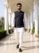 Self Design Dark Grey Embellished Cotton Silk Waist Coat