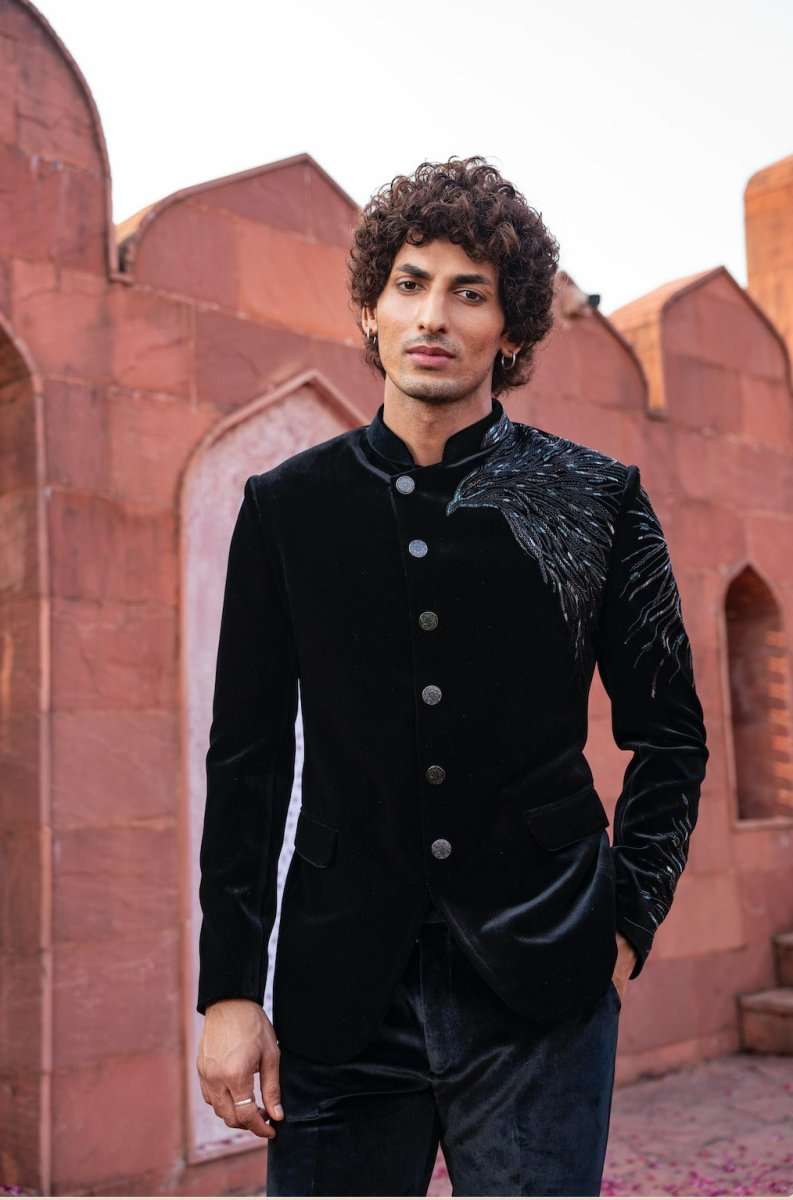 Velvet Stylish Designer Bandhgala Suit