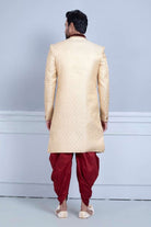 Gold Self Design Zardosi Work Sherwani For Wedding