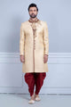 Gold Self Design Zardosi Work Sherwani For Wedding