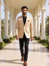Fawn Polyester Terry Cotton Stripes Blazer