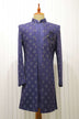 Navy Blue Self Design Open Jacket Set