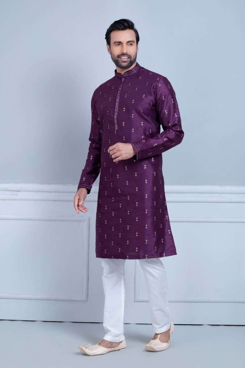 Raw Silk Simple And Comfort Sequence Design Kurta Set