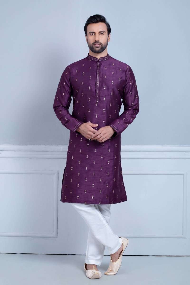 Raw Silk Simple And Comfort Sequence Design Kurta Set