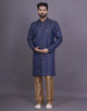 Royal Blue Self Brocade Design Jacquard  Semi-Indo Set