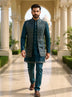 Heavy Embroidery with Zari work Rama Coloured Indo-Open Jacket