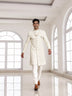Exclusive Cream Cotton Silk Thread work Indo Western with Mala