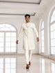 Exclusive Cream Cotton Silk Thread work Indo Western with Mala