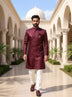 Wine Self Floral Design Jacquard Semi-Indo