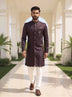 Men's Purple Self Design Jacquard Semi-Indo