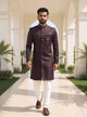 Men's Purple Self Design Jacquard Semi-Indo
