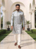 Grey Self Floral Weaving Jacquard Semi Indo