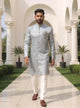 Grey Self Floral Weaving Jacquard Semi Indo