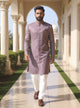 Lilac Floral Weaving Jacquard Semi-Indo