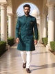 Rama Coloured Self Floral Weaving Jacquard Semi-Indo