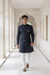Navy Coloured Jacquard Self Design Semi Indo
