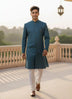 Peacock Self Floral Design Jacquard Semi Indo