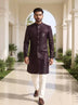 Self Geometric Jacquard Wine Color Semi-Indo