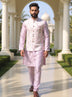 Onion Thread Embroidery Floral Jaal Patterned Cotton Silk Kurta Jacket Set