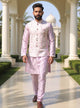 Onion Thread Embroidery Floral Jaal Patterned Cotton Silk Kurta Jacket Set