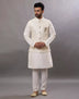 All Over Thread with Stones work Floral Raw Silk Kurta Jacket Set