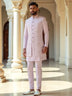 All Over  Embroidery Floral Raw Silk Kurta Jacket Set