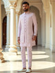 All Over  Embroidery Floral Raw Silk Kurta Jacket Set