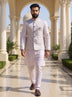 Embroidered Floral Cotton Silk Onion Kurta Jacket Set