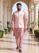Onion Floral Weaving Jacquard Kurta Jacket Set