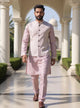 Voilet Thread work Cotton Silk Kurta Jacket Set