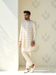 Thread Embroidered Satin Kurta Jacket Set