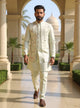 Indya Sky Embroidered Jacquard Floral Design Kurta Jacket Set