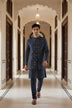 Embellished with Thread work Raw Silk Navy Blue Kurta Jacket