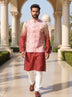 Self Pattern Cotton Silk Thread with Embellished work Onion Kurta Jacket Set