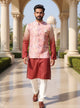 Self Pattern Cotton Silk Thread with Embellished work Onion Kurta Jacket Set