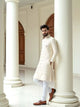 Soft Cream Thread with Embellished Cotton-Satin Kurta Jacket Set