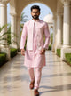 Cotton Silk Kurta Trouser Set with Thread Embroidered Open Jacket Set