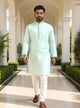 Sea Green Thread work Cotton Silk Kurta Pyjama Set