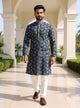Elegance Grey Floral Printed Georgette Kurta Pajama